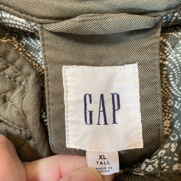 Gap Army Green Quilted Zip Jacket with Side Pockets Size XL Tall - Picture 6 of 9